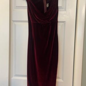 RockSteady Red Sheath Dress Cowl Neck One Shoulder